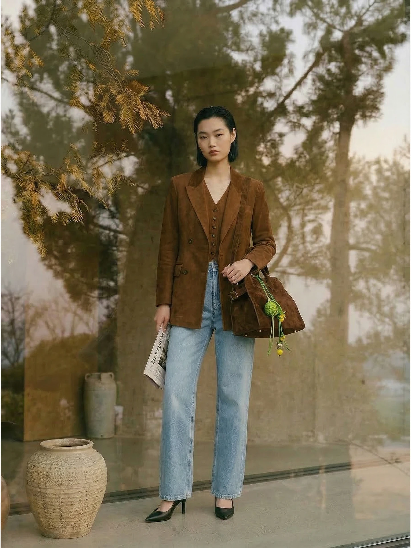 

Элегантный женский костюм-миди из замши Elite Spring Fashion с ультралегкими шортами LT0789, высокая талия, весенняя коллекция