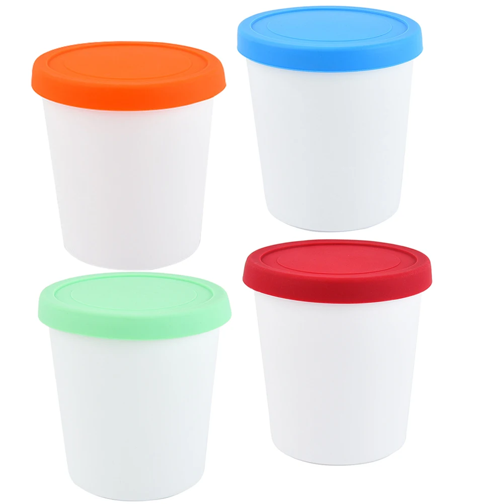 

Reusable Ice Cream Buckets Silicone Food Buckets with Lid Freezer Yogurt Bowls Multifunctional Storage Dessert Cups for Kitchen