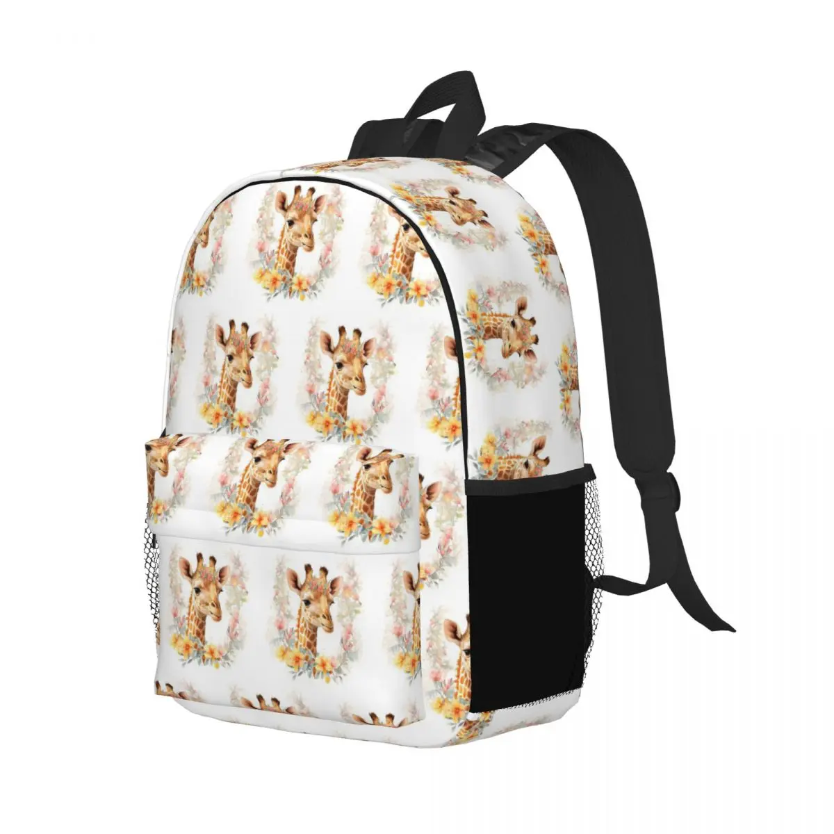 الزرافة مع غطاء الرأس الأزهار على ظهره رائجة البيع Daypack سعة كبيرة بنين بنات BookBag حقائب الكتف للرجال حقيبة مدرسية للأطفال