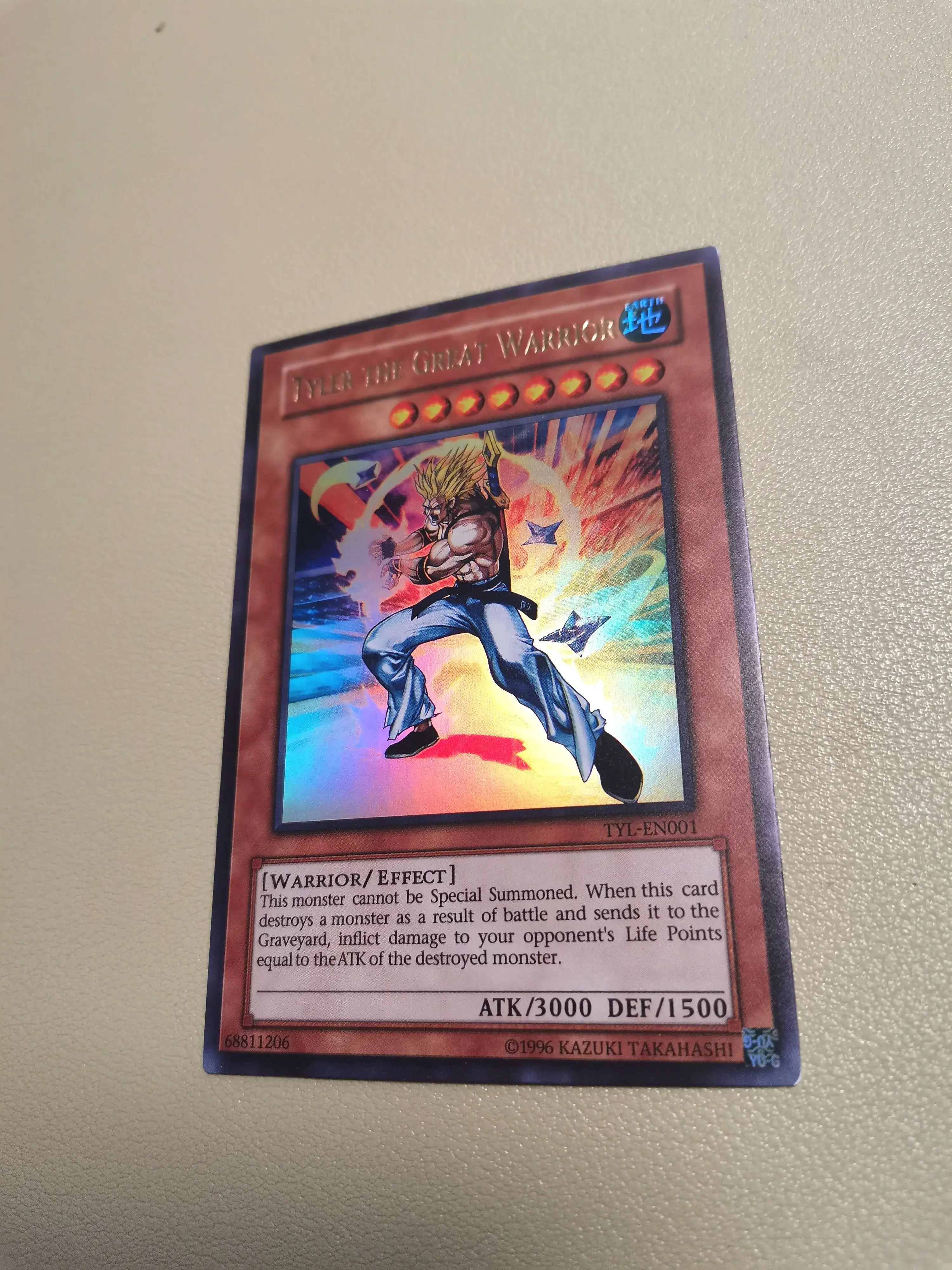 YuGiOh Tyler The Great Warrior Animation Characters Self Made Refraction Flash Card Anime Classics Game Collection Cards Toy