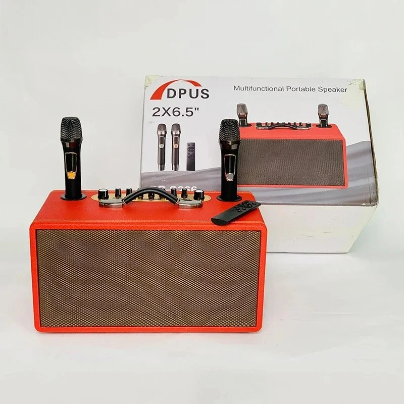 

Портативная беспроводная акустическая система Partybox с двумя 6,5-дюймовыми деревянными динамиками, караоке, Bluetooth, музыкальный бумбокс