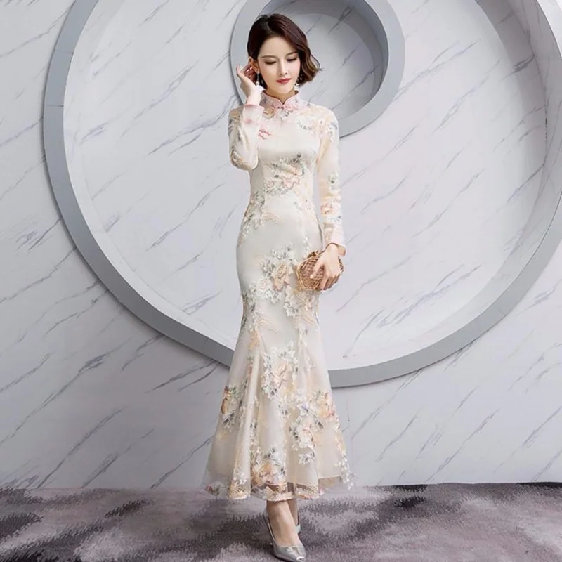 

Party Women Dress Luxury China Style Elegant Banquet Long Qipao Oriental Female Wedding Slim Prom Cheongsam Gowns Vestido S-4XL