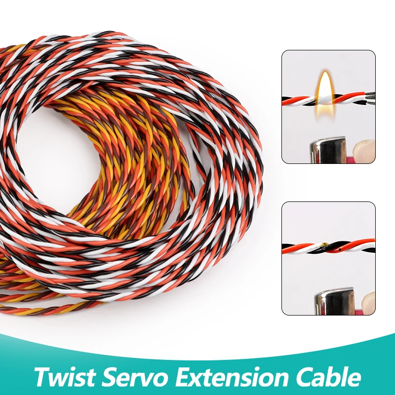 2/5/10m 22AWG 26awg Twist Servo Extension Cable 30 แกน 60 แกน RC เครื่องบินอุปกรณ์เสริม 3 Way JR Futaba Twisted สายไฟ