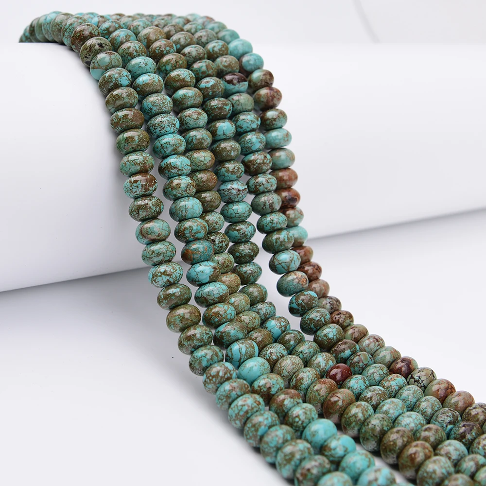 APDGG 8x12mm Mix Blue Turquoise Stone Smooth Abacus Nugget Loose Beads 16'' Strand Jewelry Making DIY