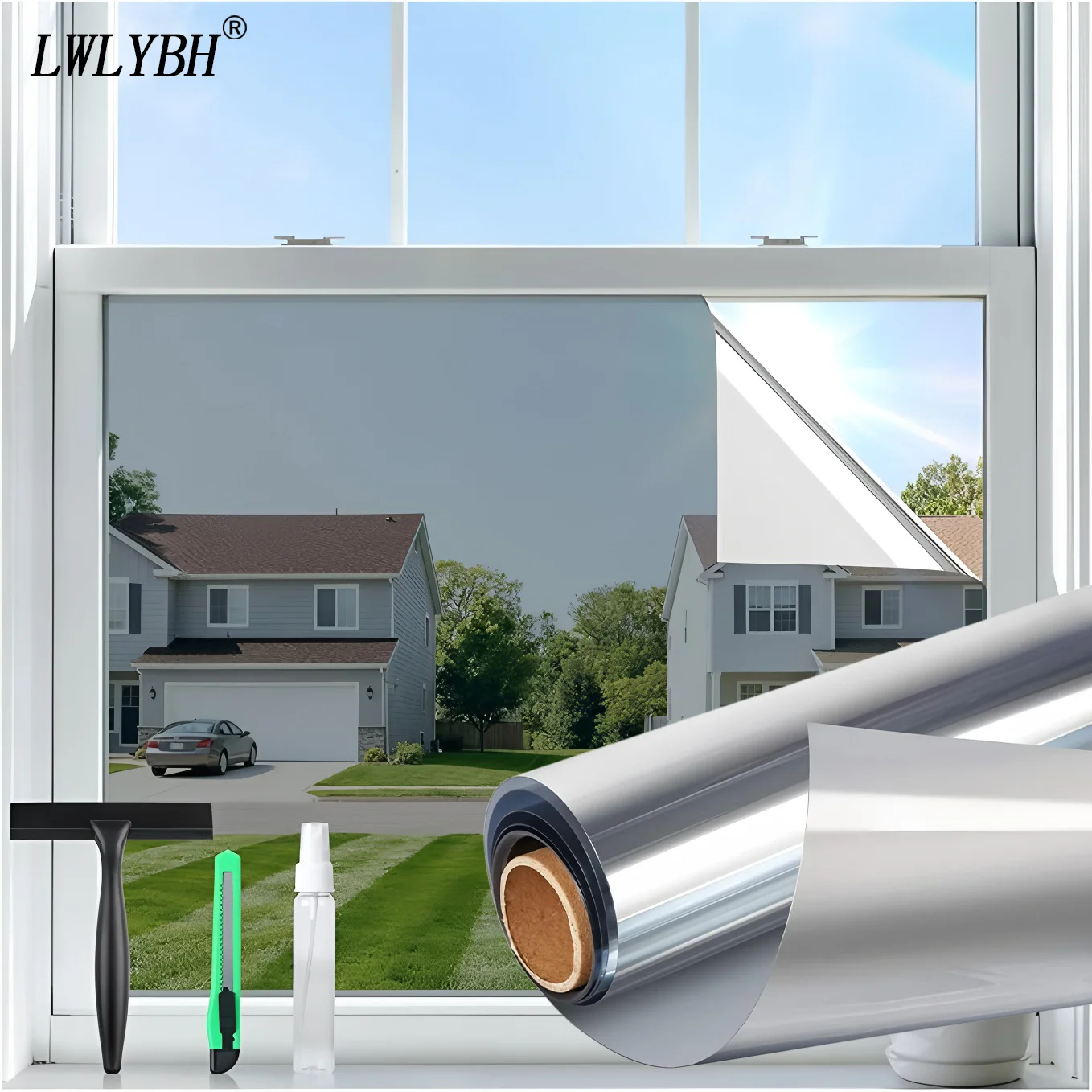 One way Window Privacy Film Anti-UV Window Tinted Film Thermal Insulation Glass Stickers Static Cling Heat-Reducing Mirror Film