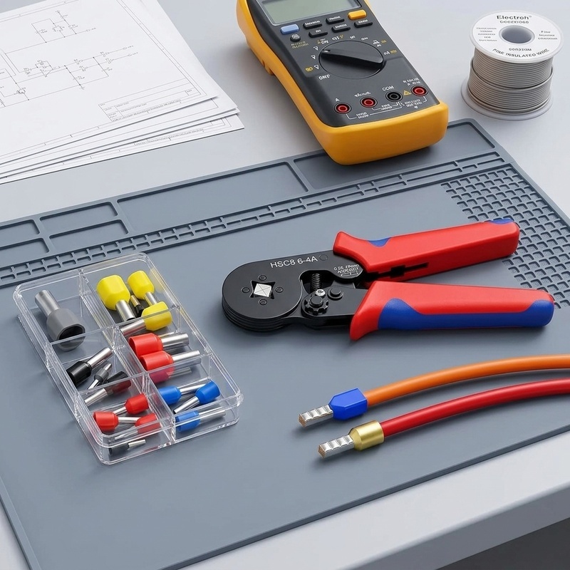  HSC8 6-4A Wire Ferrule Crimping Tool Set 0.25-10mm² Square Crimp Clamp Terminal Plier for Electrician Cable Work 