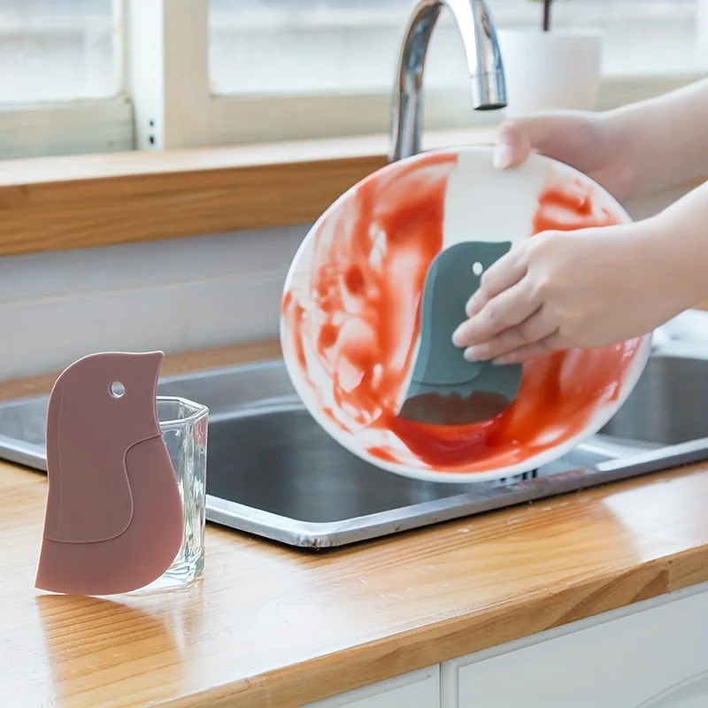 1pc, Penguin Cleaning Scraper, Household Kitchen Scraper, Grease Board Oil Scraper, Baking Kitchen Gadget, Kitchen Utensils,