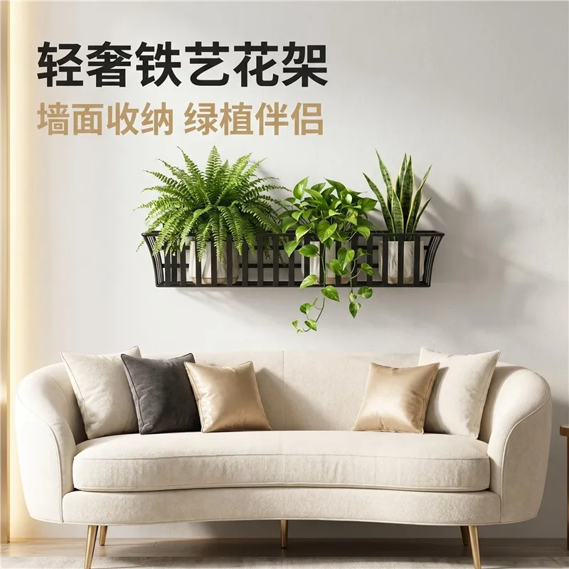 Balcony flower growing wrought iron curved hanging flower stand fixed hanging railing wall hanging succulent green dill flower p