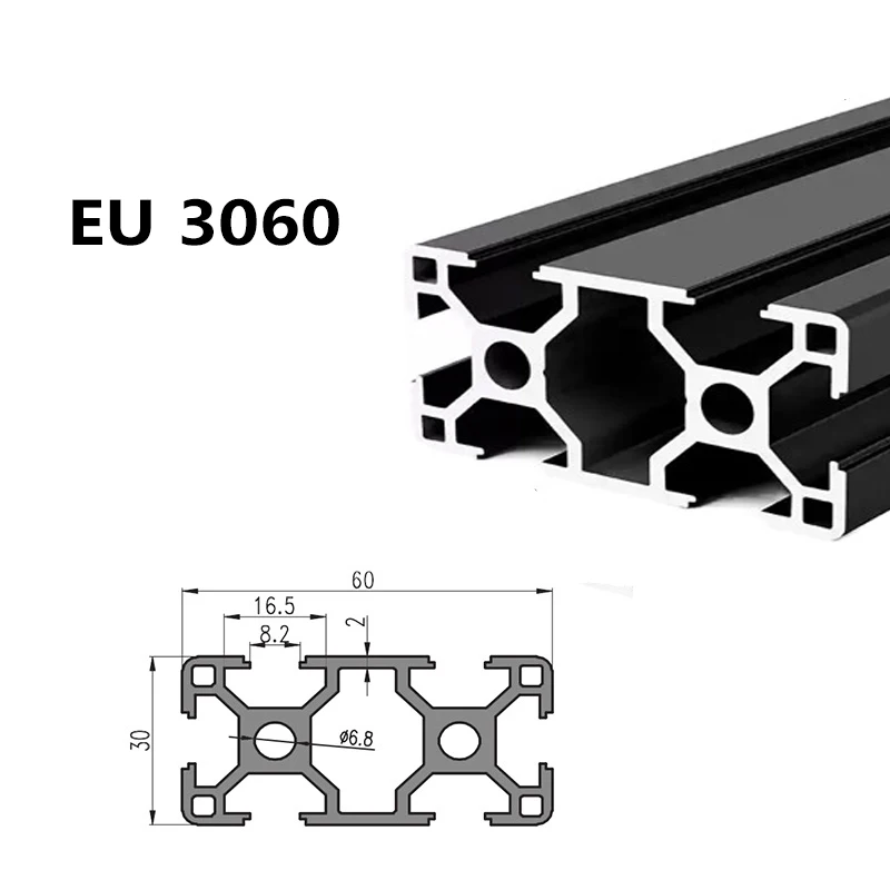 3060 Aluminum Profile European Standard Anodized Extrusion 100mm to 550mm Length Linear Rail for DIY 3D Printer Workbench CNC