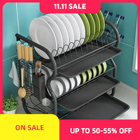 Stainless Steel Drying Rack Bowl Dish Draining Shelf  Kitchen Organizer 3 Tiers Dish Drainer Dryer Tray Holder Kitchen Shelf