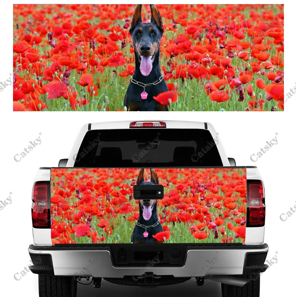 Doberman Pinscher Truck Tailgate Wrap Professional Grade Material Universal Fit for Full Size Trucks Weatherproof &Car Wash Safe