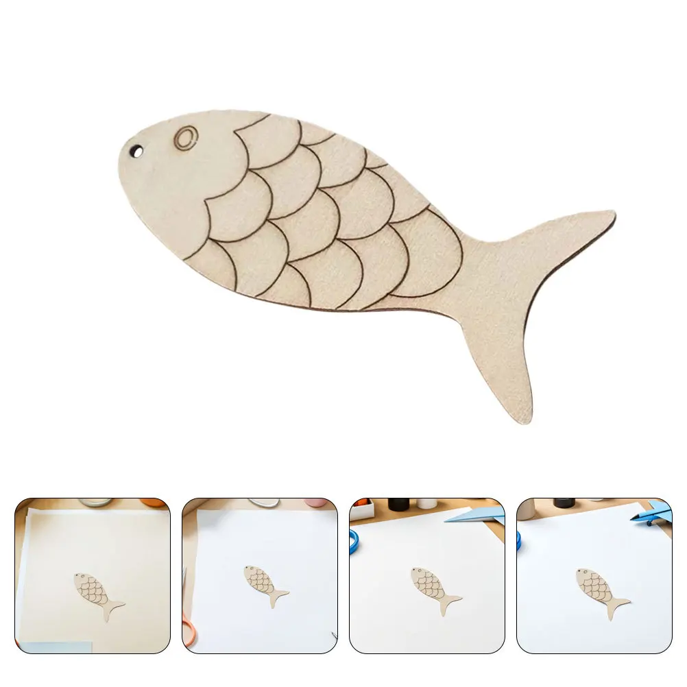 

60Pcs Hollow Wood Fish Ornaments Unfinished Rustic Coastal Shapes for DIY Painting Nautical Wall Hanging Fish Decor
