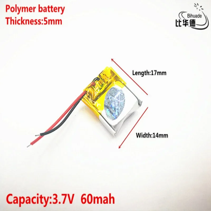 Good Qulity 3.7V,60mAH,501417 Polymer lithium ion / Li-ion battery for TOY,POWER BANK,GPS,mp3,mp4