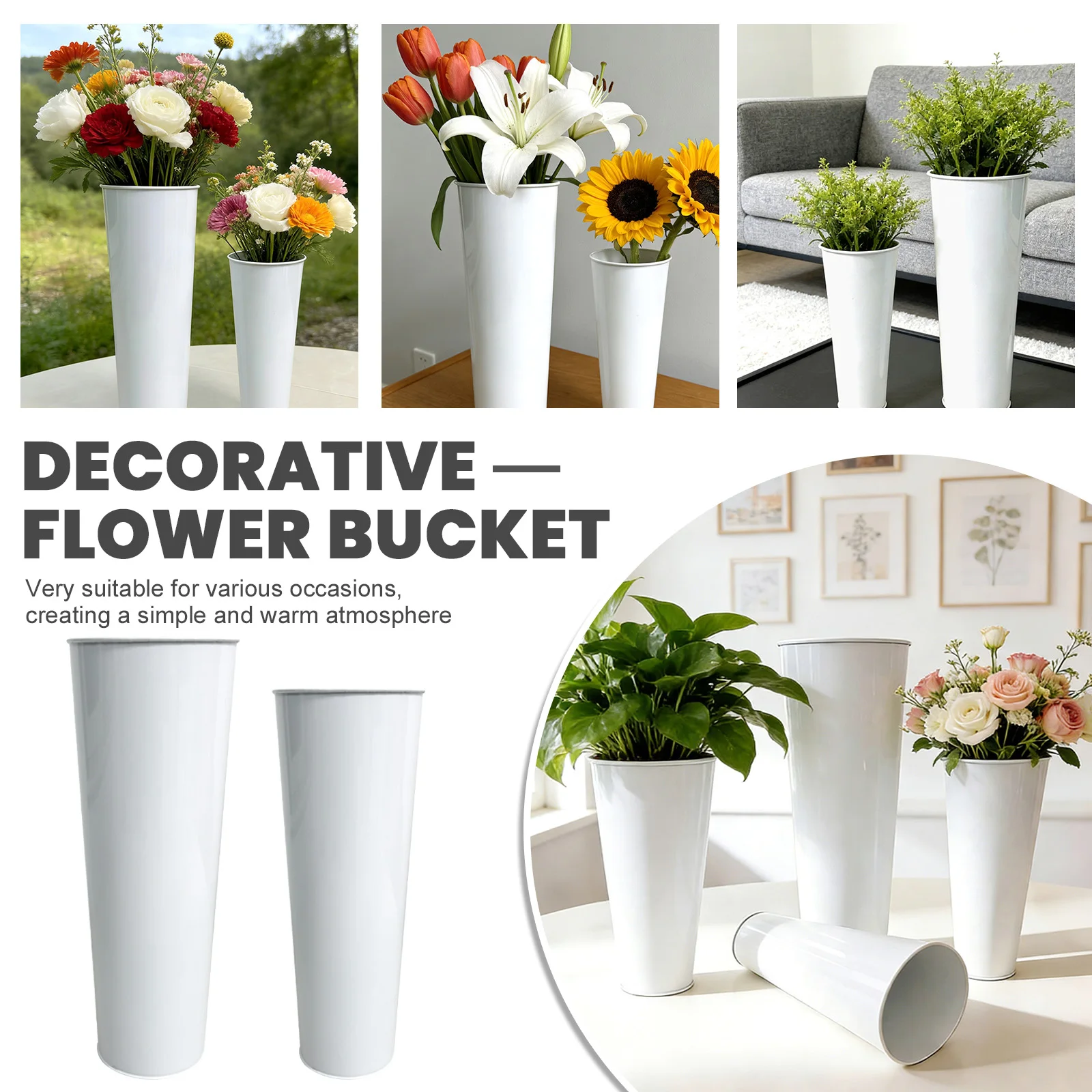 1pcs Flower Galvanized Bucket Watergrass Cultivation Flower Arrangement Bucket Retro Home Shop Decor Flower Bucket