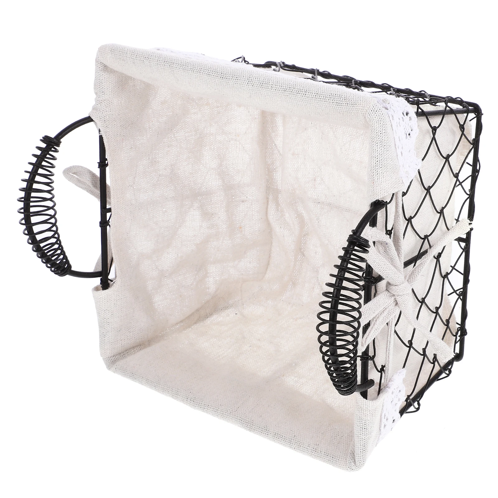 

Sturdy Iron Fruit Basket Multi-Functional Metal Storage Baskets Detachable Cotton Lining Double Handles Farmhouse for Fruits