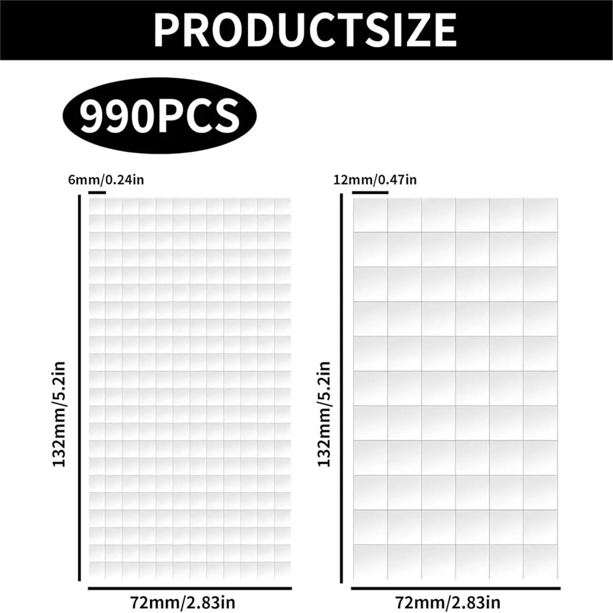 HITL 990 Pcs Double Sided Sticky Foam Pads for Crafting, Scrapbooking, DIY Projects, Art & Home Decor