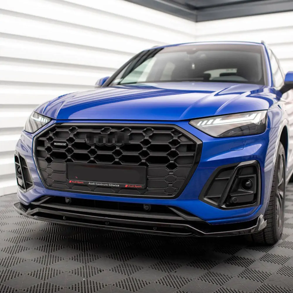 For Audi Q5 Front Bumper Lip Splitter Diffuser Frontal Body Kit ABS Gloss Black Carbon Look Car Accessories 2019 2020 2021
