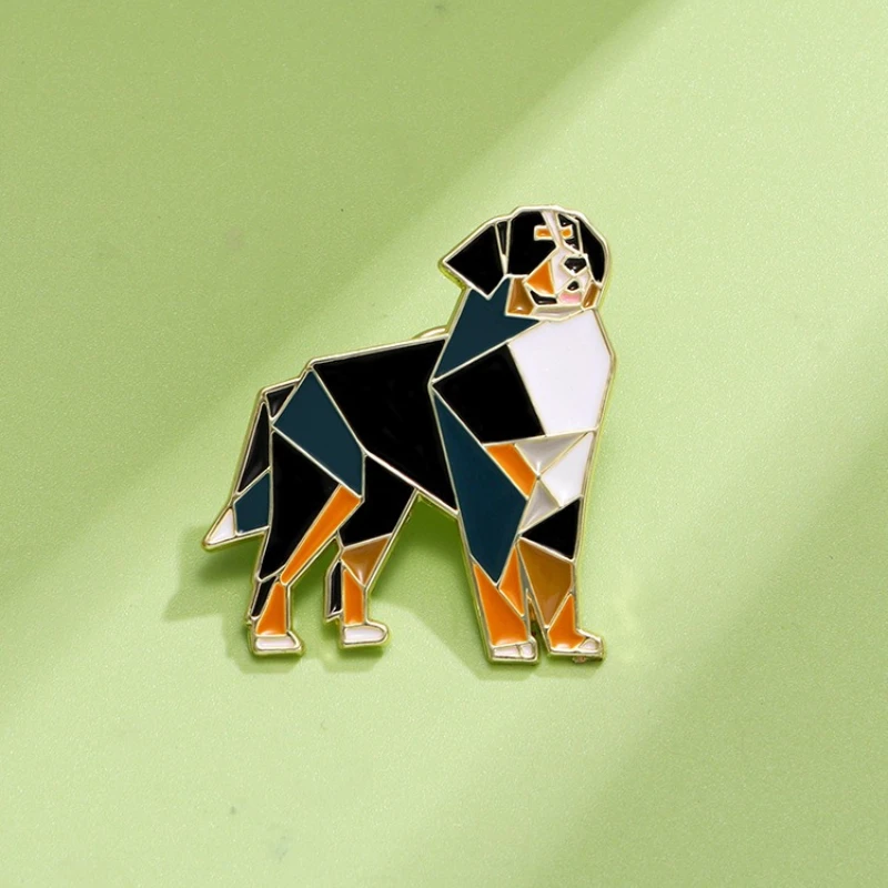 New Geometric Lines Shepherd Dog Brooch Cute Puppy Metal Badges Pins DIY Clothing Bags Hat Scarf T-shirt Jeans Accessory Unisex