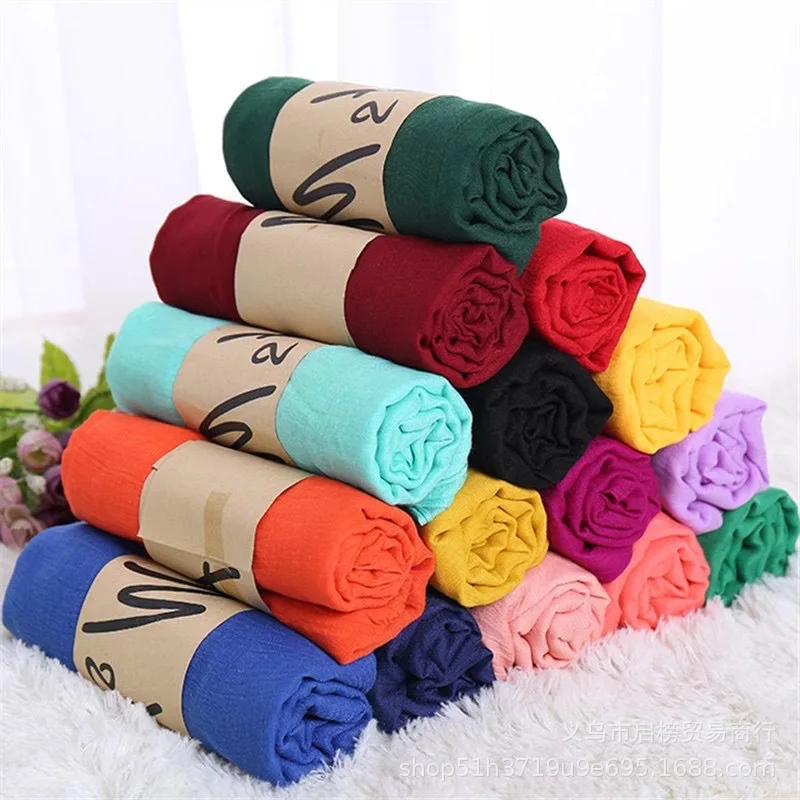 Bufanda coreana de moda para mujer, hiyabs de Color sólido de lujo para primavera e invierno, chales para mujer, Pashmina, Bandana, bufandas, regalo de boda
