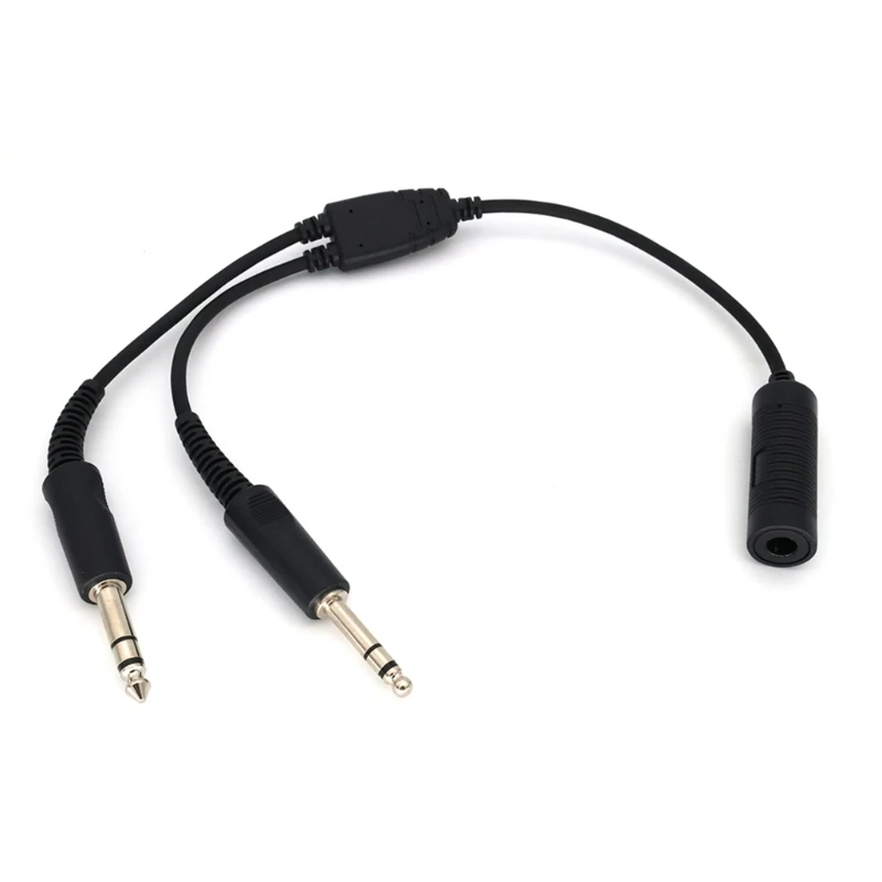 Headphone Adapter 7.1mm Female Connector Double Plug Cable Fit for Aviation Enthusiasts Equipment Maintenance Personnel