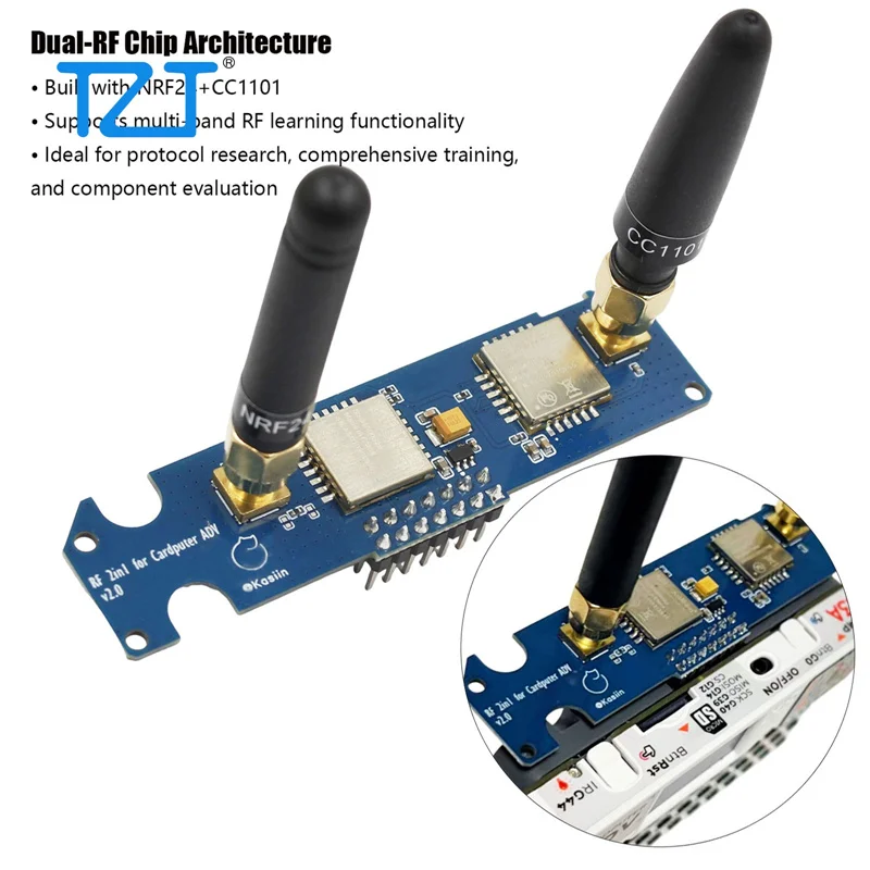 TZT Auto Version CC1101+NRF24 2-IN-1 RF 2.0 Module Development Board for M5Stack Cardputer ADV Support Multi-band RF Learning