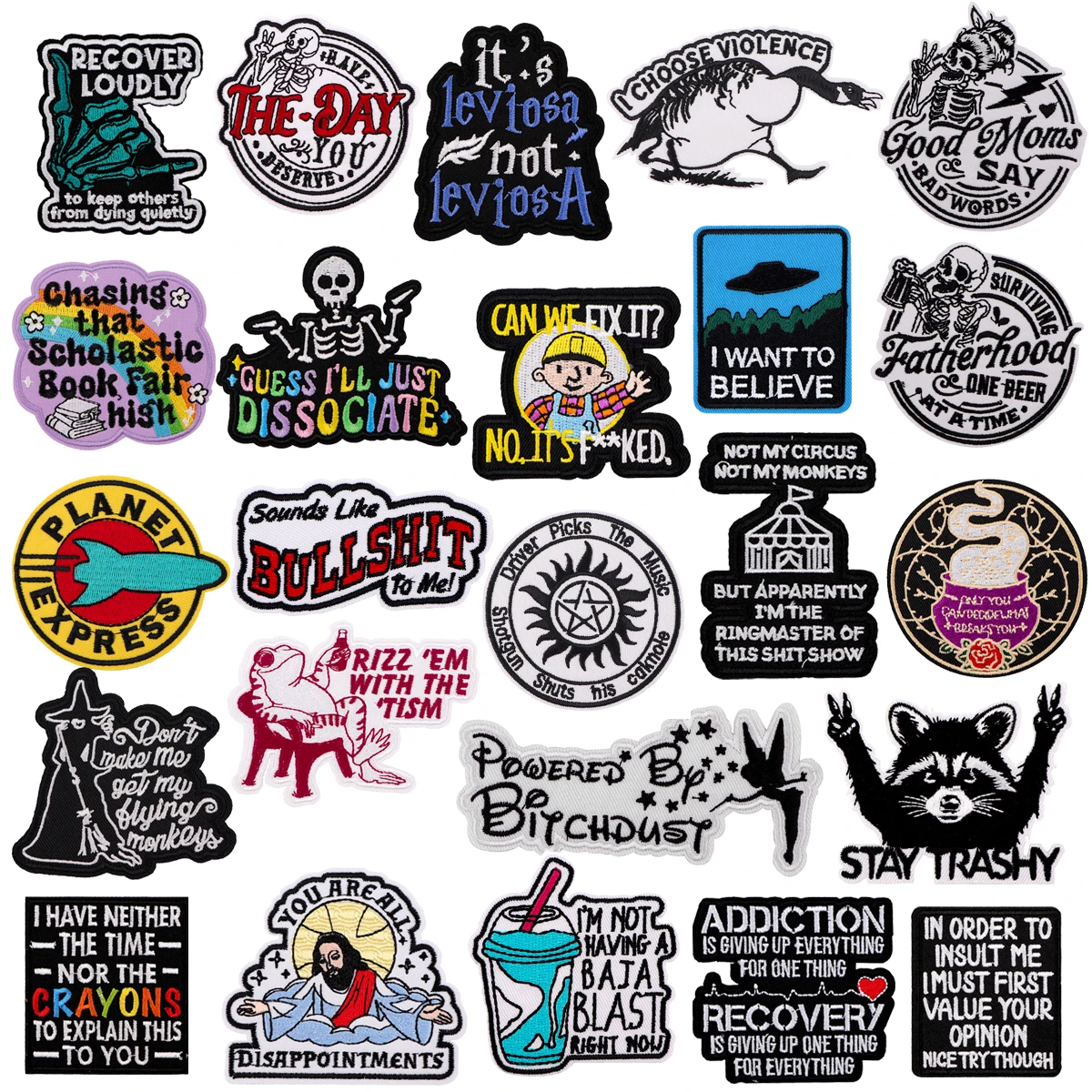 Funny Quotes Series Hand Patch Embroidery Cute Animal Embroidered Logo Garment Accessories Sticker Patches Clothing For Kid Gift