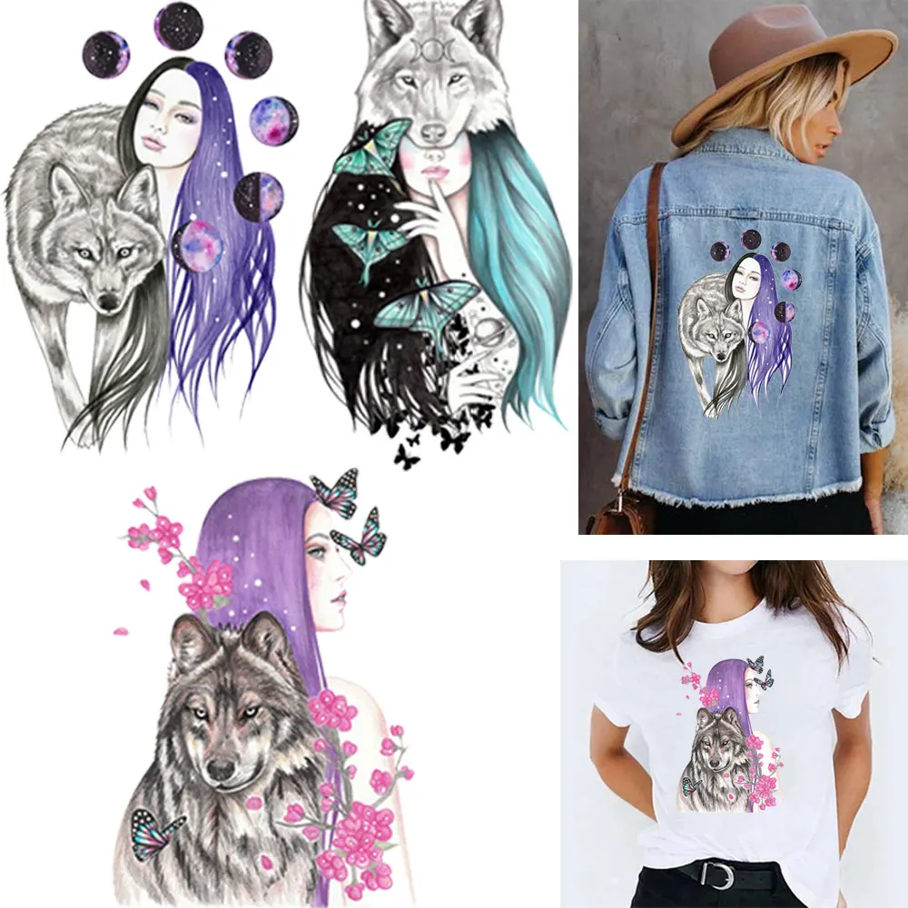 Vintage Fairy Women Heat Transfer Sticker On Clothes Spring Time Iron On Patches For Clothing DIY Print-On T-Shirt Appliqued