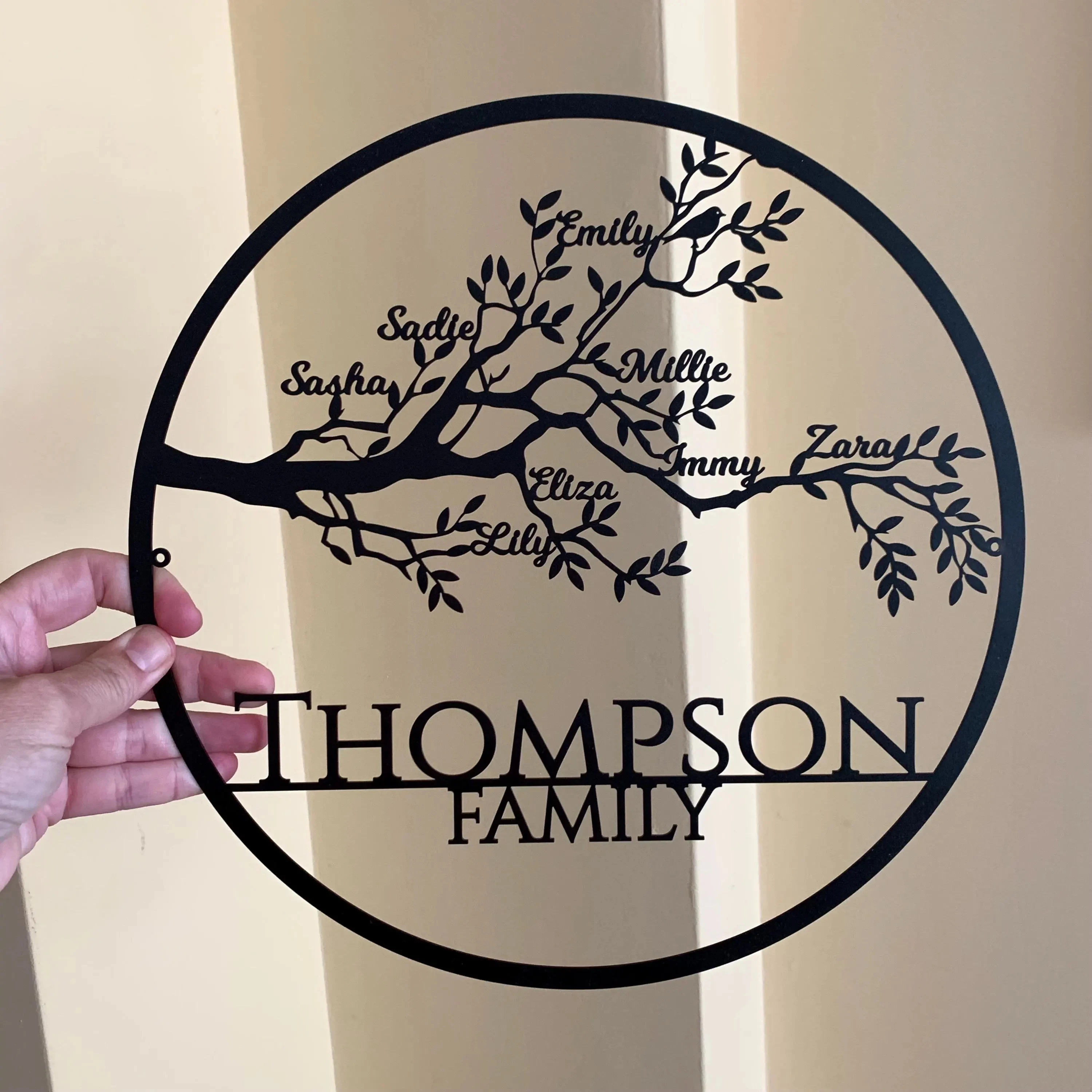 Personalized Tree of Life Metal Sign with Last Name and Family Names
