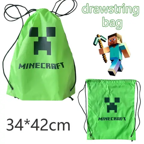 Minecraft Drawstring 가방 애니메이션 어깨 가방 만화 배낭 접이식 체육관 가방 수영 여행 야외 캠핑 남자 스포츠 가방