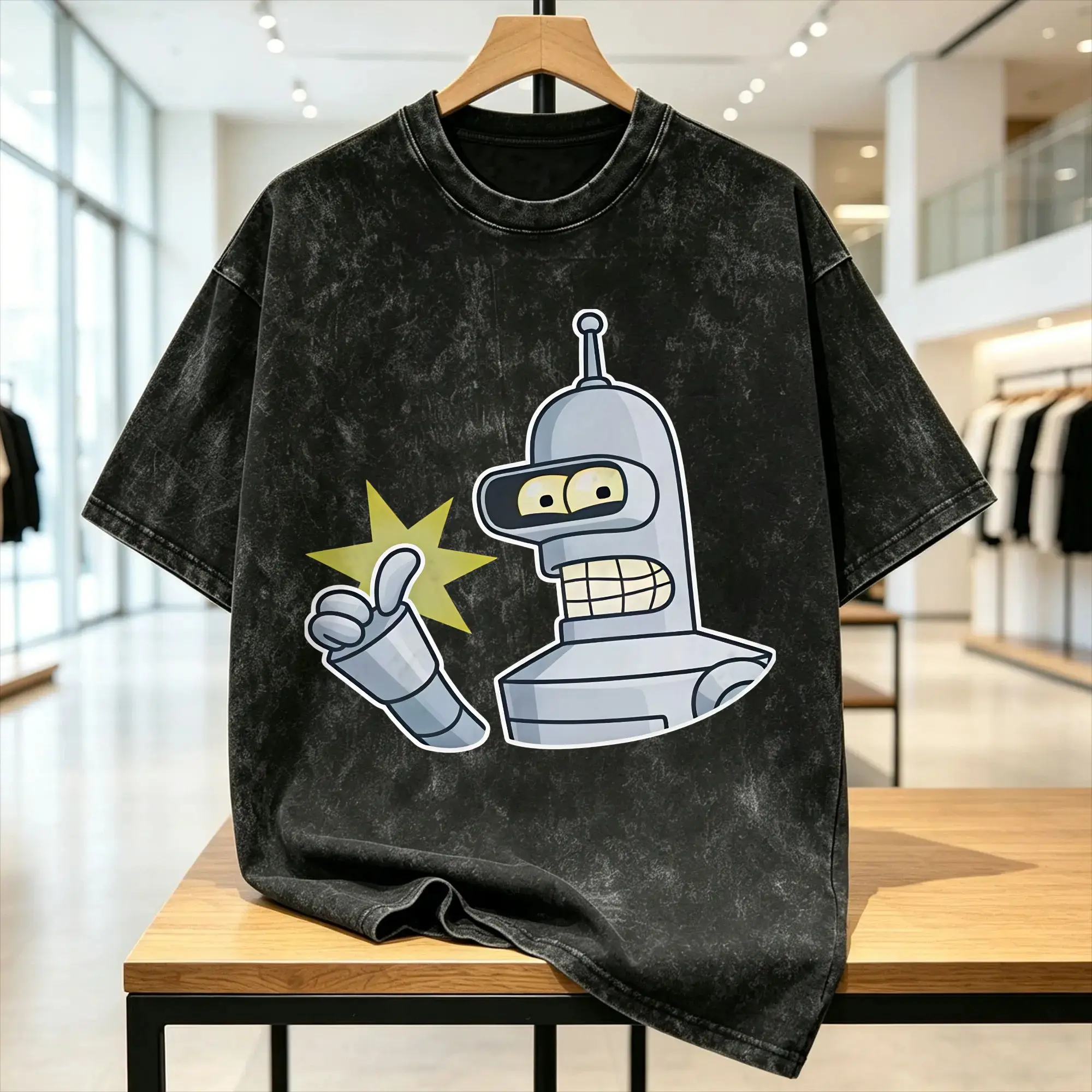 Futuramas Cartoon Comic Washed T Shirt Men  Y2K Retro Cotton T-Shirts Summer O Neck Harajuku Tees Printed Oversize Tops