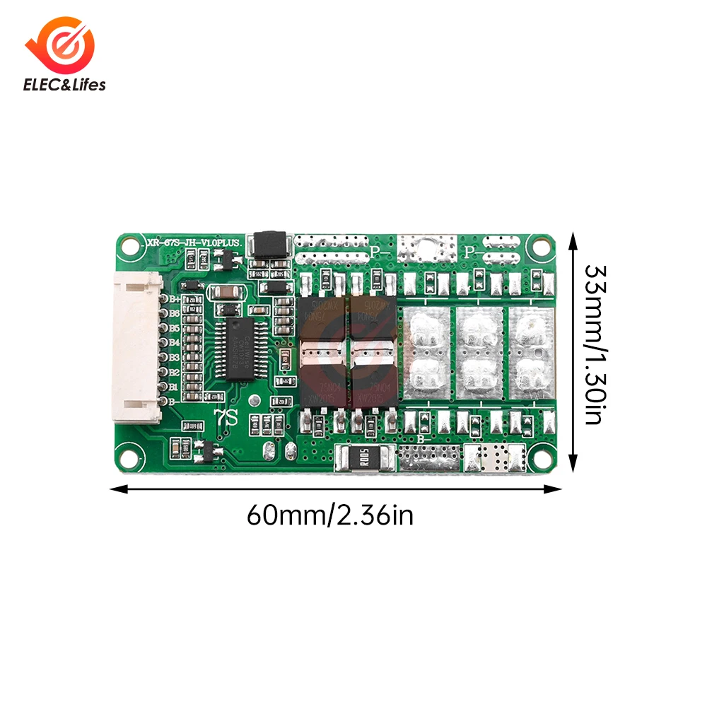 Placa de proteção de bateria de lítio 7S 24V 10A 15A 18A 4/6/8MOS Placa de proteção de bateria de lítio balanceada Proteção de temperatura
