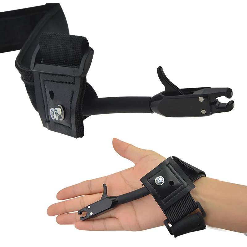 1pc Wristband Release Aid Compound Bow Black Archery Bow Shooting Trigger rilascio della pinza accessori per l'allenamento di caccia all'aperto