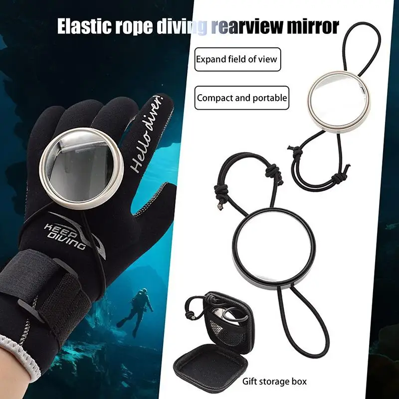 

1Pc Adjustable Rearview Mirror With Lanyard Rope Side Mount Accessory For Cave And Boat Diving BCD Equipment Bungee Rope Mirror
