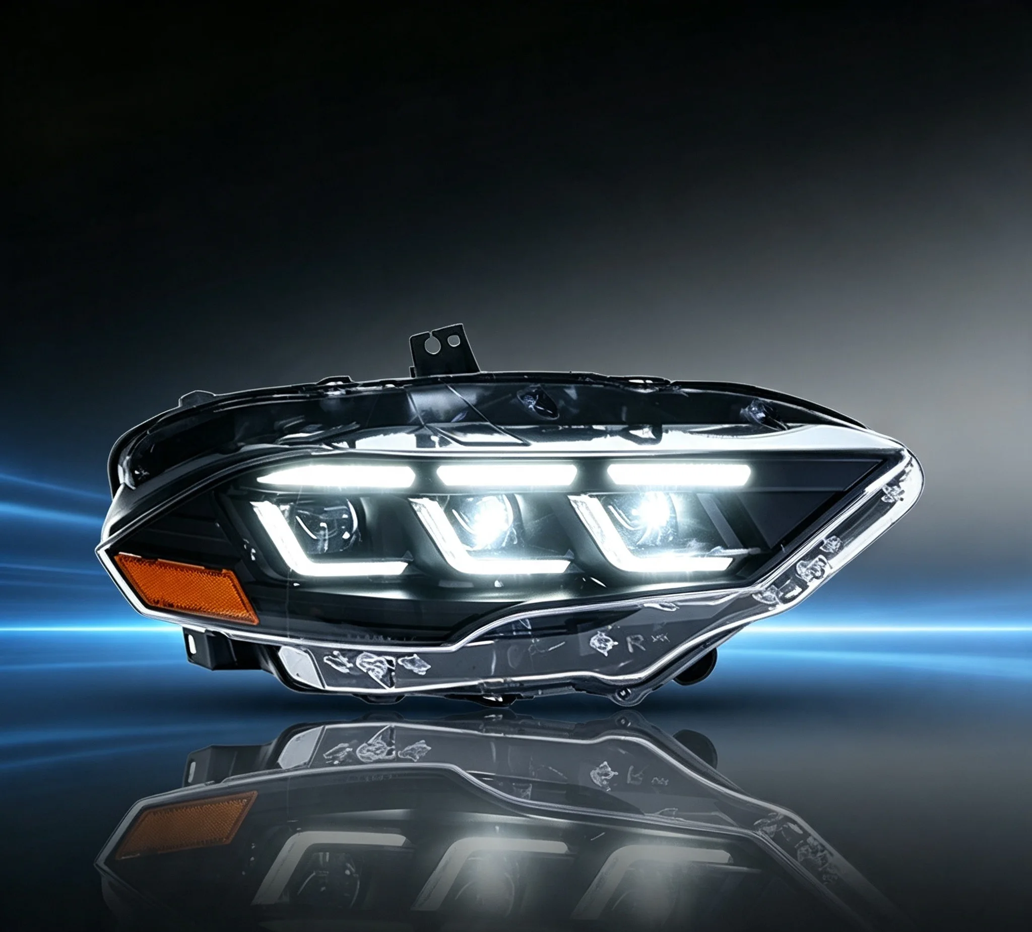LED Headlight Assembly For Ford Mustang 2018‑2022, Full LED Lens DRL Daytime Running Light Sequential Turn Signal Lamp, Replacem