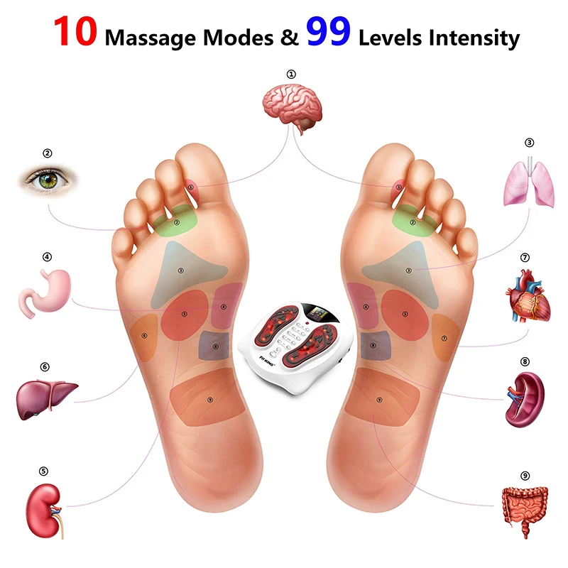 Foot Massager Circulating Stimulator Heat EMS 4 Electrode Muscles Circulatory Cramp In Shoulder Foot Massager Blood Circulation