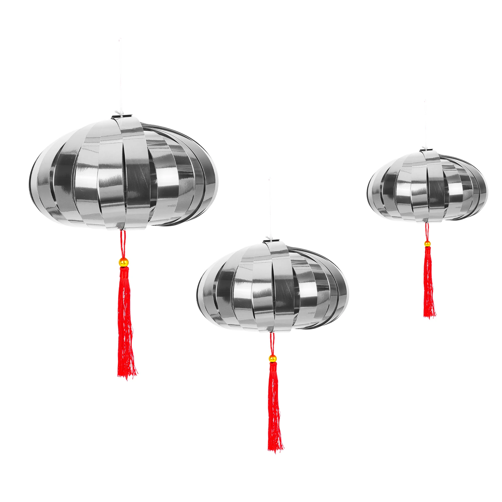 

3pcs Round Sequin Mirror Surface Paper Lanterns Style Hanging Decorative Lantern For Birthday Holiday Party Decoration