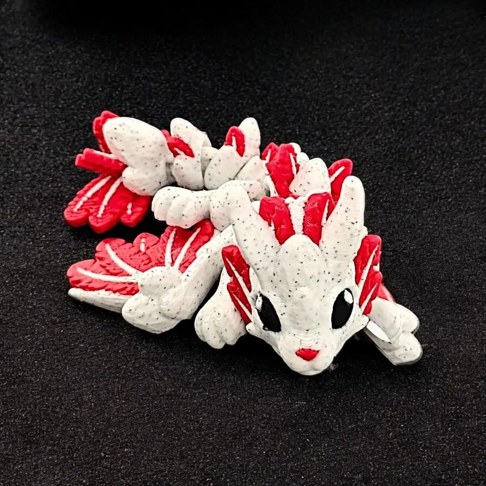 Ornamen Naga Sendi Bergerak Kartun Realistis Model Naga Cetak 3D Patung Kerajinan Patung Naga Hadiah Ulang Tahun