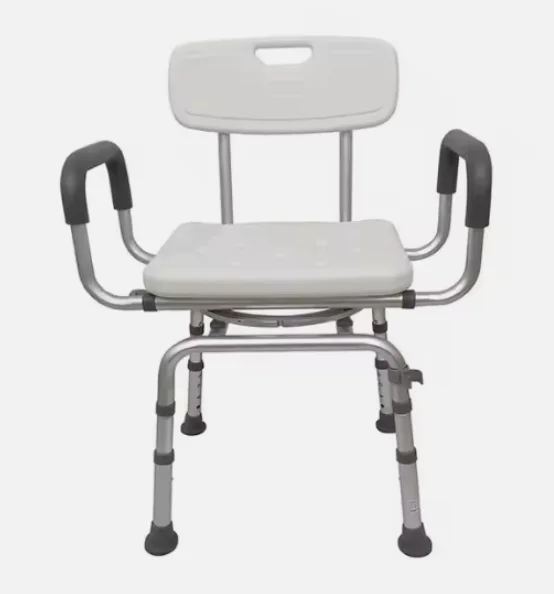 Cadeira de chuveiro com apoio de braço dobrável para idosos Cadeira de banho para cuidados domiciliares para pessoas com deficiência