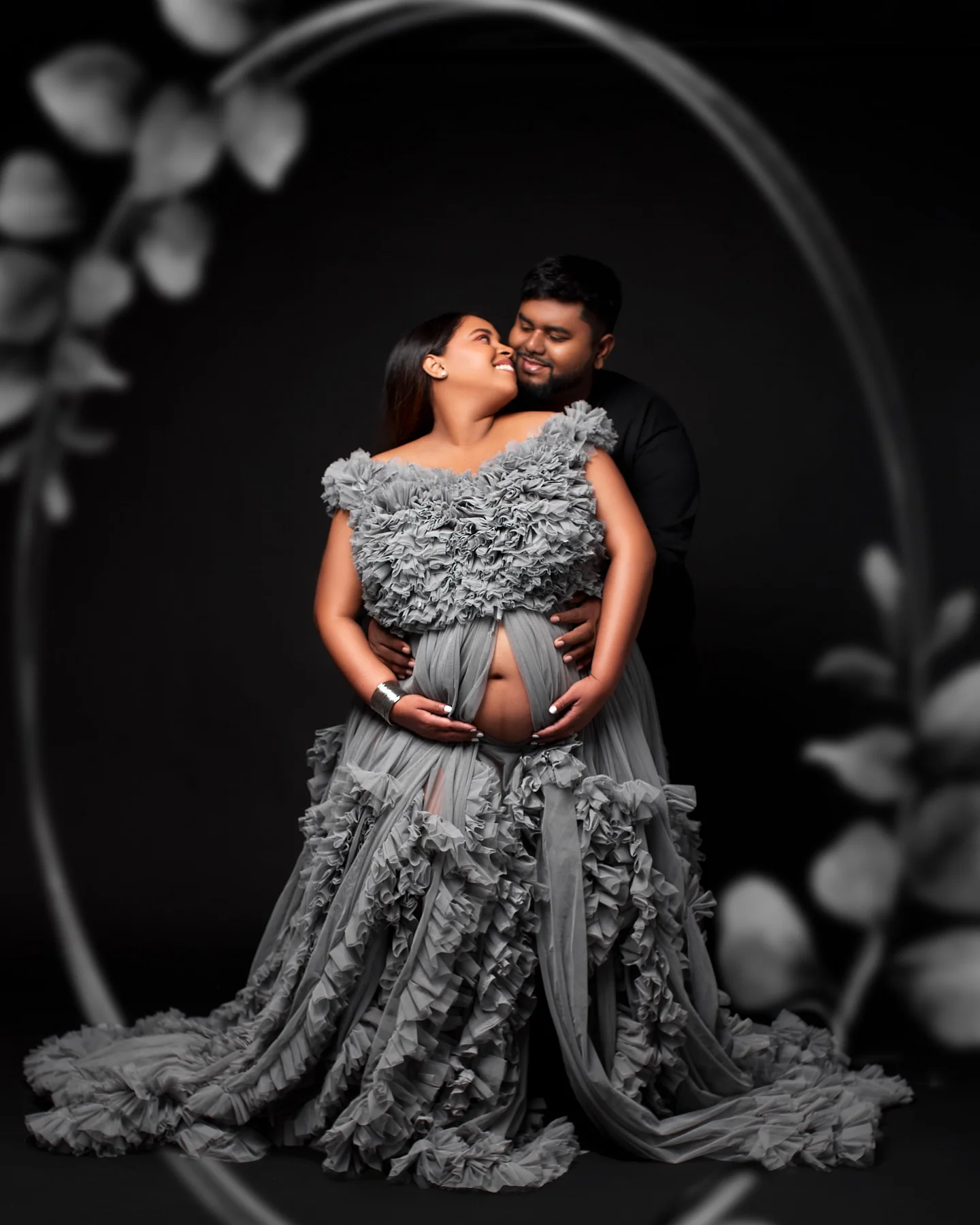 Light Blue Maternity Dresses for Photoshoot Baby Shower 3D Floral Applique Off the Shoulder Bridal Prom Gown Women Pregnant