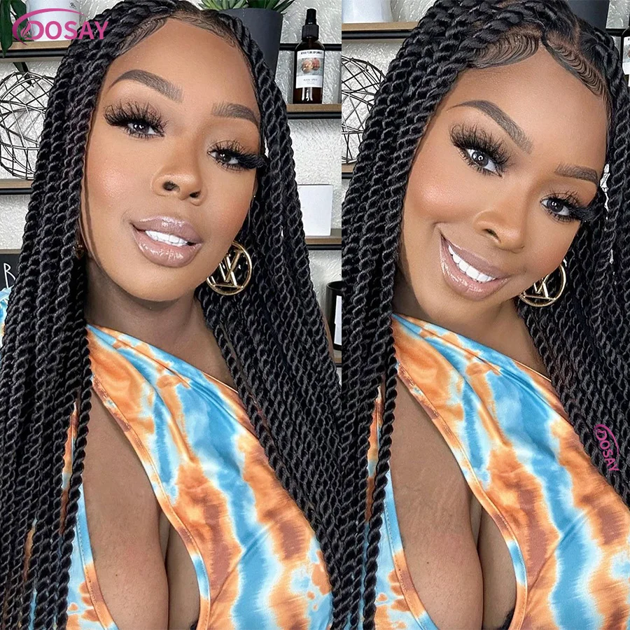 Super Long 40'' Senegalese Twists Stnthetic Full Lace Braided Wigs For Black Women Knotless Box Braids Twist Wigs Goddess Braids