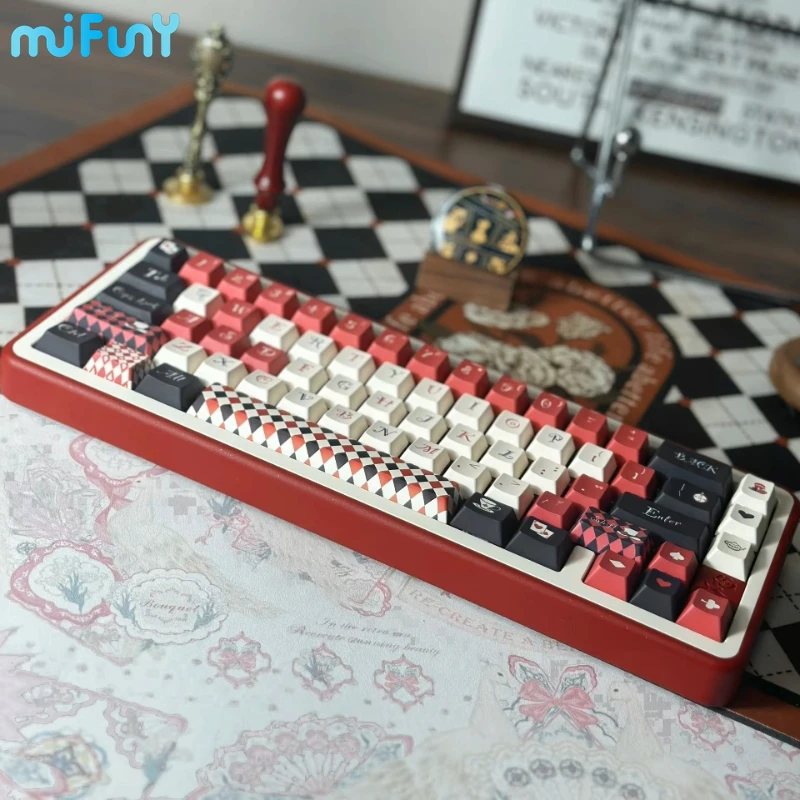 Imagem -06 - Gmk Scotch Tartan Alice Keycaps Pbt Retro Personalizado Original Perfil Cereja Dyesubbed Ergonômico para Acessórios de Teclado Mecânico