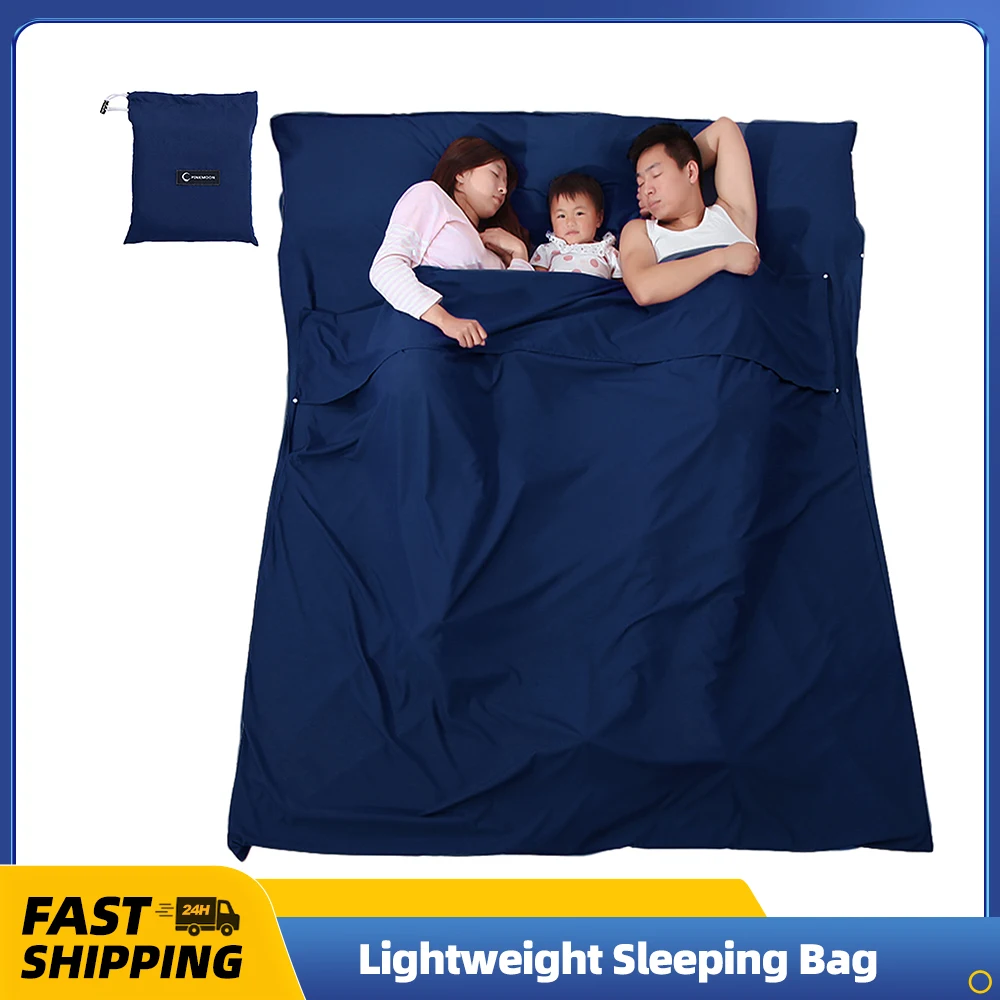 Lightweight Sleeping Bag Liner Portable Multi-person Sleeping Sack Outdoor Camping Hotel Travel Sheet 115cm*210cm /180cm* 210cm