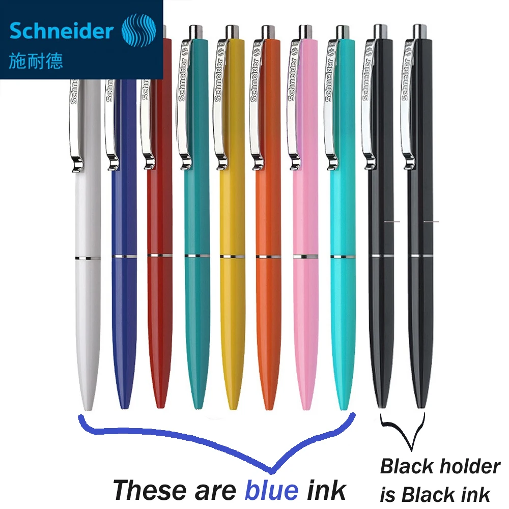 Imagem -04 - Canetas Esferográficas com Clipe de Aço Tinta Preta e Azul Lisa 05 mm Caneta de Escrita Impermeável Material de Escritório Comercial 10 Pcs Schneider-k15