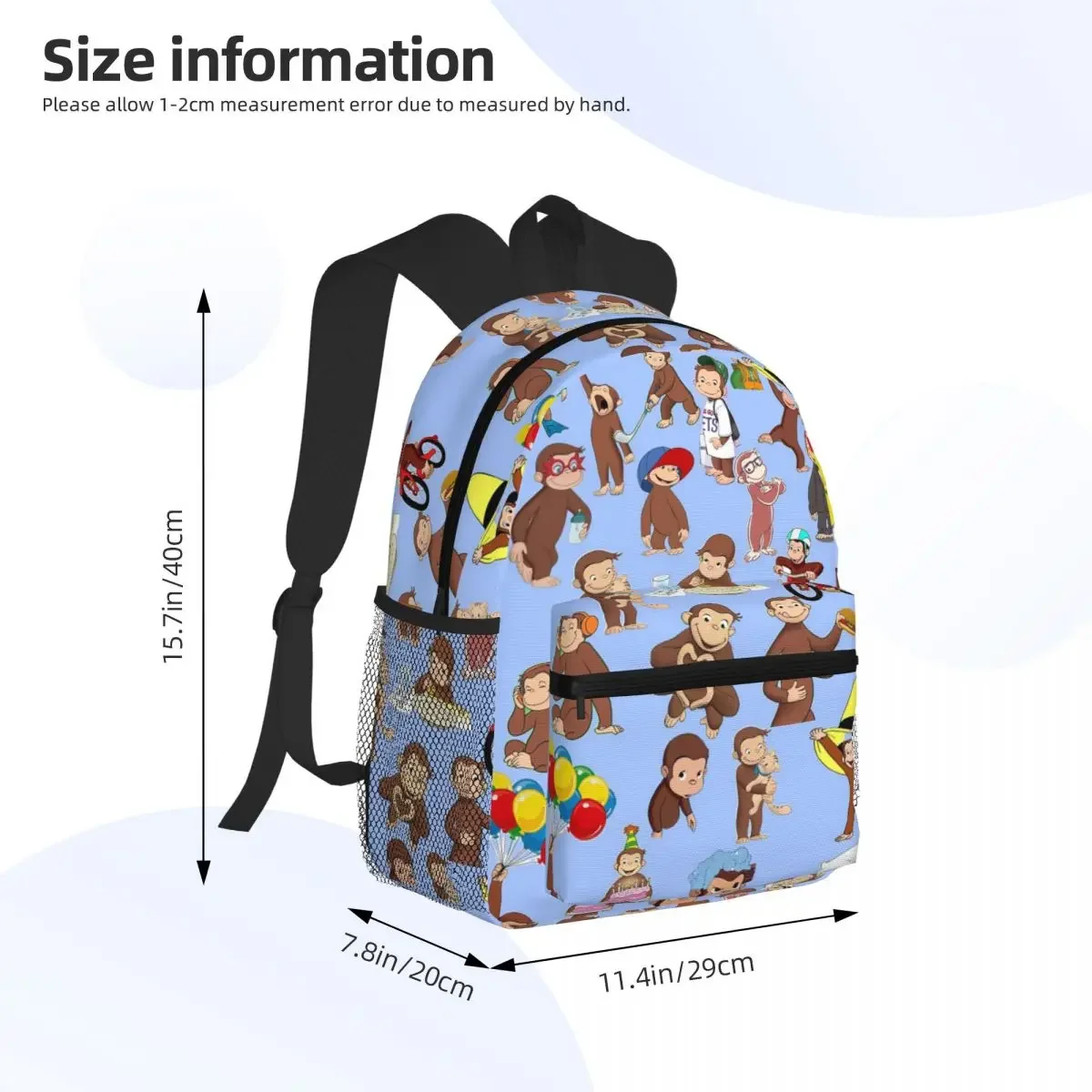 Anime Curious George Monkey Student Backpack School Bag Hiking Travel Daypack for Men Women Fashion Bookbag Shoulder Bags