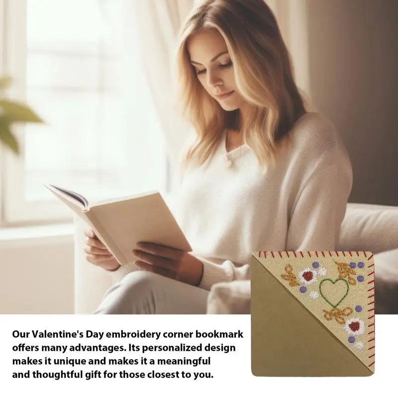 Embroidered Bookmark Corner Felt Page Mark Hand Stitched Triangle Corner Book Mark Corner Page Bookmark For Book Reading Lovers