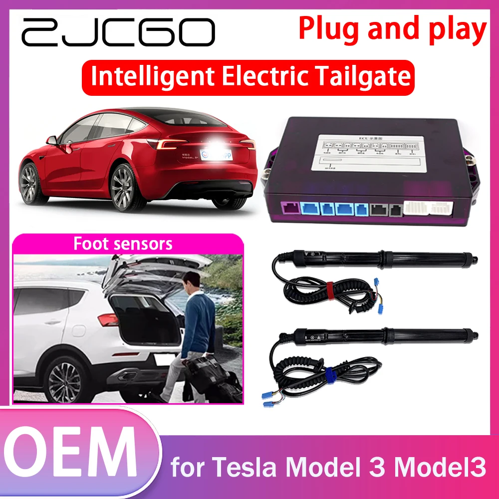 

ZJCGO Electric Tailgate Lift Drive Trunk Opening Tail Gate Lift Soft Close for Tesla Model 3 Model3 2016~2023