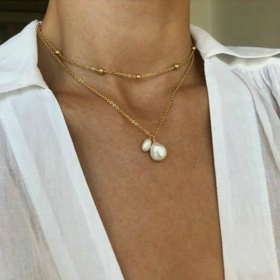 2024 No Need to Take a shower Ins Fashion Natural Freshwater Pearl Pendant Necklace for Women Minimalist Layering Neck Chain