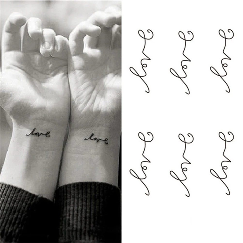 Love Temporary Tattoos Sticker Love Letters Pattern Waterproof Tattoo Body Art