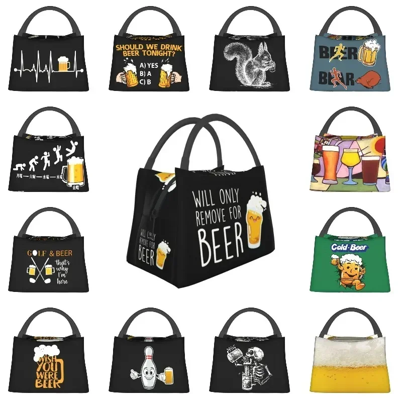 Will Only Remove For Beer-Alcohol Lover Insulated Lunch Tote Bag for Women Portable Thermal Cooler Bento Box Hospital Office