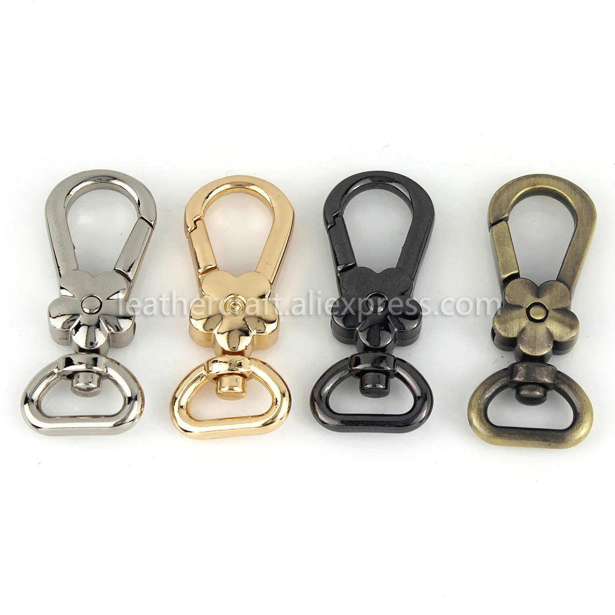 1x Metal Flower Shape Swivel Eye Snap Hook Spring Gate Trigger Clasps Clips for Leather Craft Belt Strap Webbing Keychain Hooks